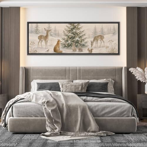 Image of MUDECOR Large Framed Canvas Print Wall Art Winter Wildlife for Living Room