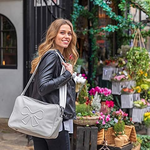 Pink Lining Hoxton Vegan Leather Cross Body Bag - Grey - Nappy Changing Cover