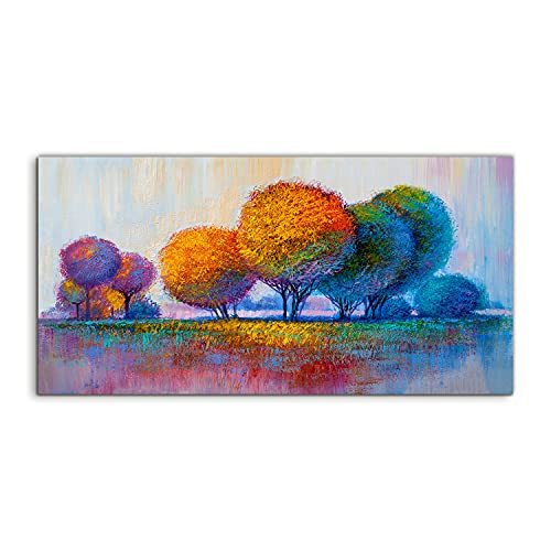 Image sur verre 100x50cm Meadow of trees tableau mural nature pour salon et chambre