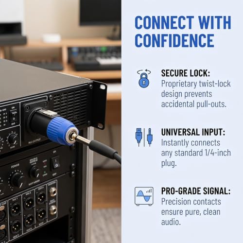 Adaptador Speakon a 1/4 para solucionar problemas de conexión en cables de audio NL4FC 4