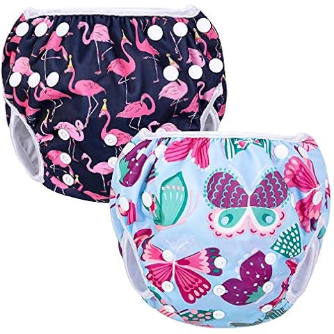 Luxja 2 Stück Schwimmwindel Baby(New) (Schmetterling + Flamingo) Cover
