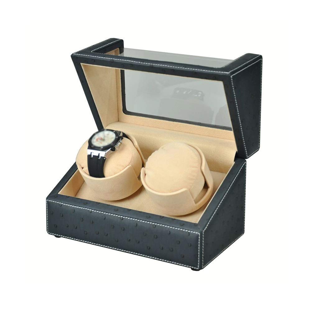 QUSYZD Watch Automatic Double Watch Winder, PU Leather, 4 Rotation Modes Soft Flexible Watch Pillows, Extremely Silent Motor,