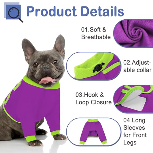 Image of KOESON Dog Recovery Sleeve for Front Legs, Soft Pet Recovery Suit After Surgery, Adjustable Dog Leg Elbow Protector, Pet Wound Care Shirt to Stop Licking, E-Collar Cone Alternative, Purple 2XL