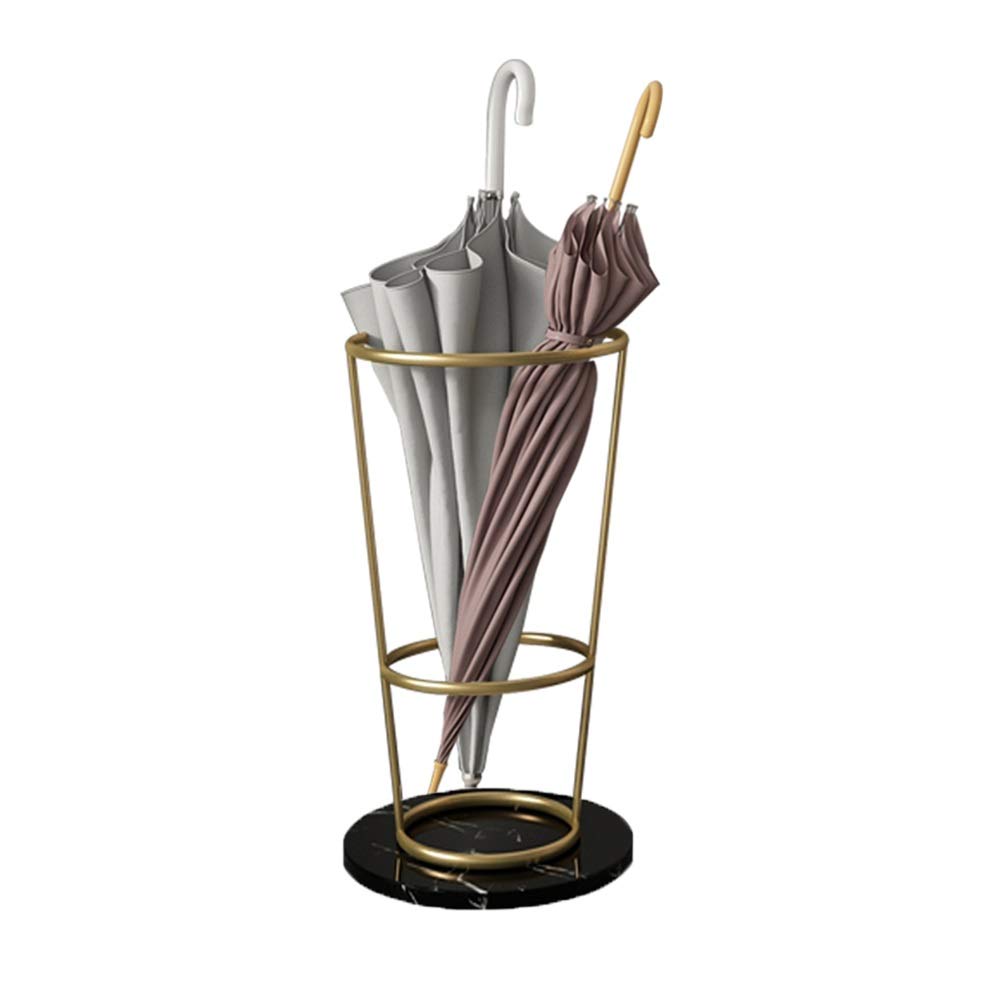 WQPMNYG Luxury Marble Umbrella Stand - Elegant Metal Wrought Iron Holder Stylish Storage Solution for Home & Hotel Lobby 55x25cm (Color: Golden Black)