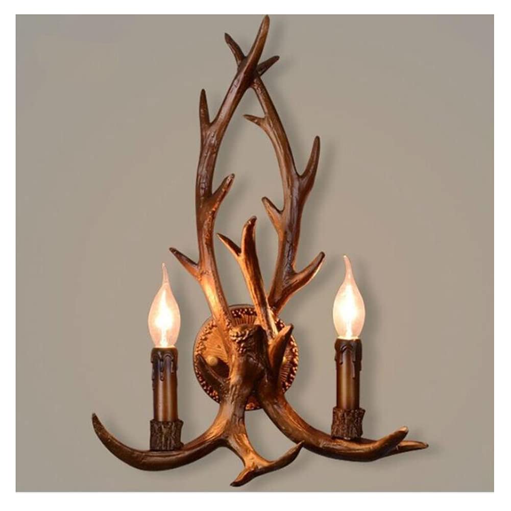 Liuna D Antler Le Wall Light Lamp Sconce Eer Horn Retro White Eer Wall Lamp Wooden Feeling Resin Ecorative Le Tree Branch Restaurant Bar Bay Lighting(Color:d)
