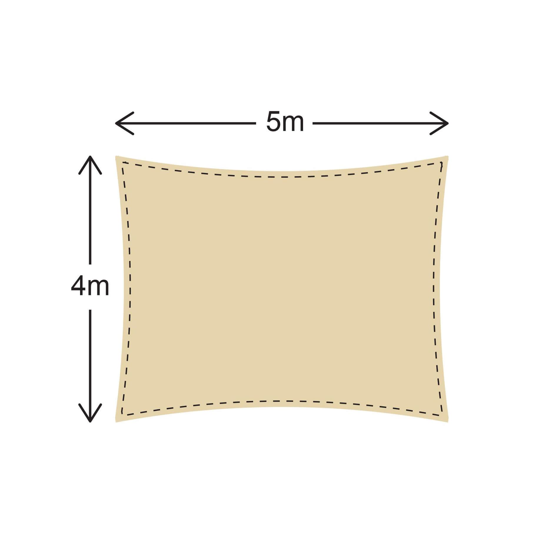 Rebecca Mobili Toalla de Sol Cortina a Vela para Exterior Jardín Beige Retangular Polietileno Protección Rayos UV Outdoor Bote Terraza 4x5 m (Cod. RE6344)