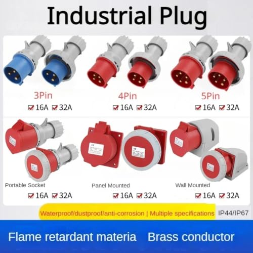 Plug y socket industriales 16A con protección IP67 de 5P, pack de 5 unidades 4