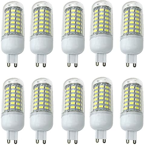 Aoxdi 10X LED Corn Bulbs G9 10W, Cool White, 69 SMD 5730 G9 LED Corn Bulb Lamp, AC 220-240V Cover