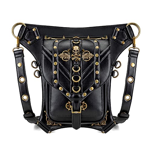 Sacoche de jambe moto steampunk en cuir pour festival et voyage