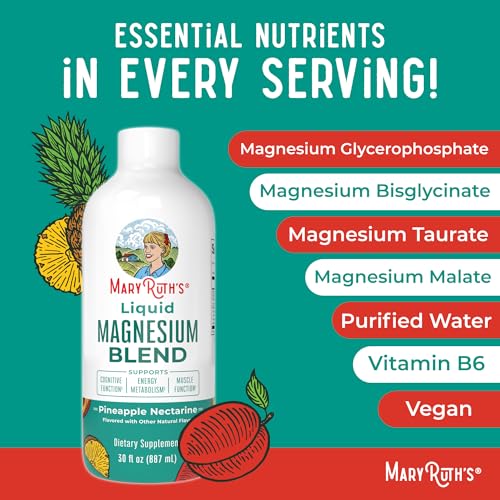 Image of Liquid Magnesium Supplement by MaryRuth's | Magnesium Complex with Magnesium Glycerophosphate + Magnesium Bisglycinate + Taurate + Malate | Ages 4+ | Cognitive Function | Bone Health | Vegan | 30oz