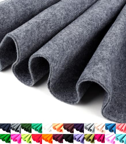 Image of Barcelonetta | Felt Fabric | 72 inch Wide | 1.6mm Thick | Acrylic & Soft | Felt by The Yard | Felt for DIY Crafts, Projects, Sewing (Charcoal, 1 Yard)