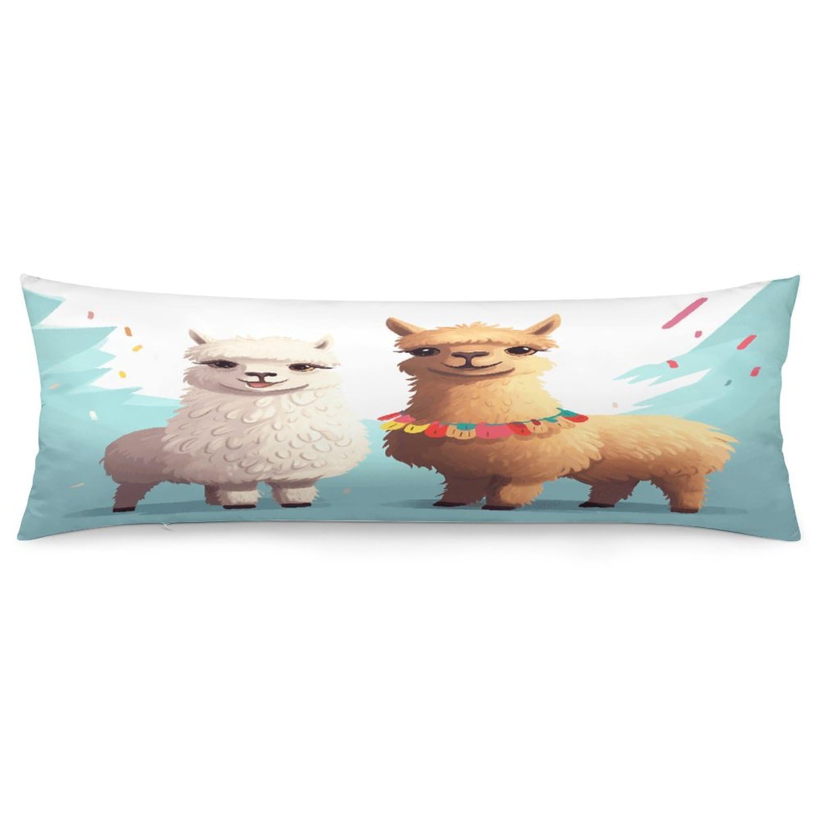 Llama Alpaca Pillowcase Basics Body Pillow Pillowcase with Zipper Retro Pillows Protector Long Pillow Case Cover for Hot Sleepers and Night Sweats