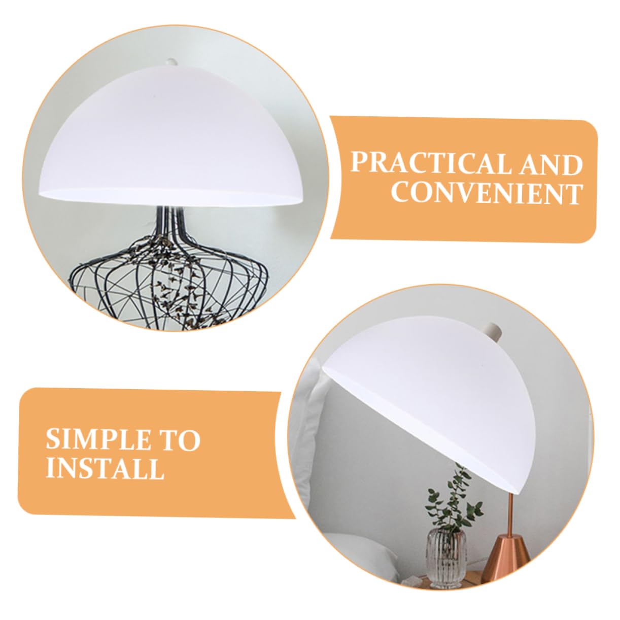 SHINEOFI Pantalla de Lámpara en Forma de Hongo, Plástico Blanco, 2 Piezas | Agujero de 42mm, Tamaño Mediano, para Lámpara de Pie y Techo, Decoración del Hogar y Montaje DIY