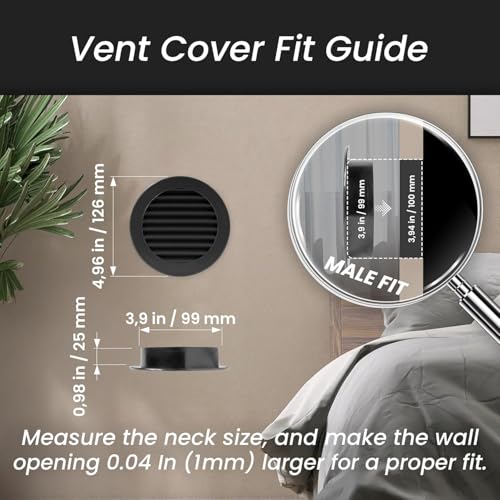 Image of Repa Market 4 Inch Round Black Vent Cover /Plastic Air Vent Grille with Built-In Mesh Screen /Louvered Exhaust and Supply Air Outlet for Wall or Ceiling /HVAC Ventilation Cover for Indoor Use