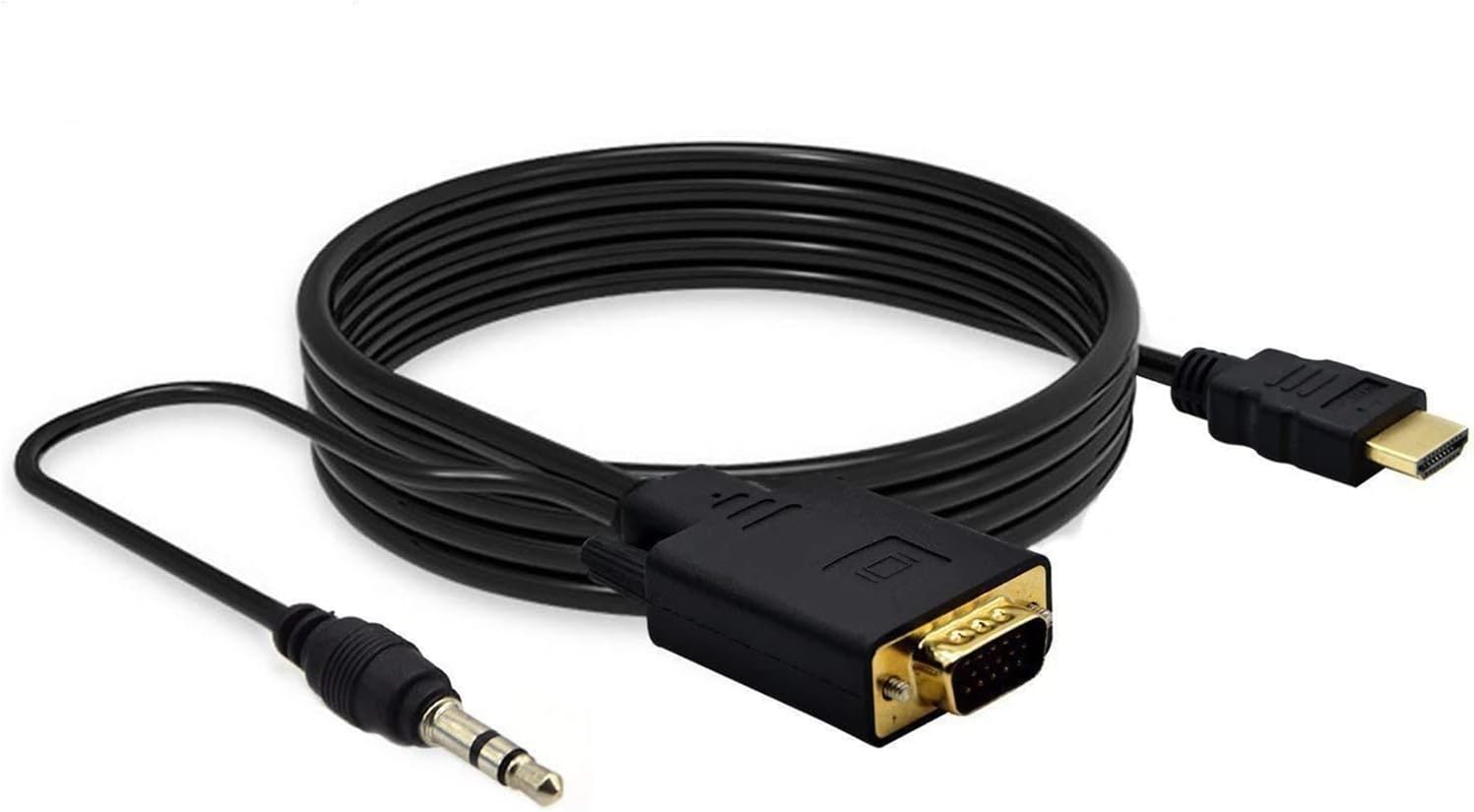 1.8M HDMI-Compatible Cable HDMI-Compatible to VGA 1080P HD with Audio Adapter Cable HDMI-Compatible to VGA Cable Dropshipping (Color : A)