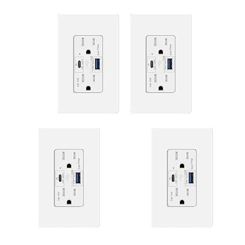 Miniatura 23 de Salida GFCI negra de 15 amperios, toma eléctrica KCMYTONER GFI, salida de receptáculo de falla de tierra resistente a la intemperie, 125 voltios,
