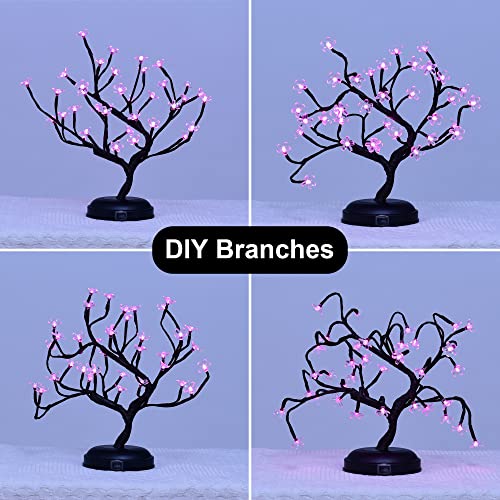 Lightshare 16Inch 36Led Cherry Blossom Bonsai Light, Pink Light, Battery Powered And Plug-In Adapter (Included), Built-In Timer, Décor For Home,Festival,Party,Christmas,Night Light #TOP3
