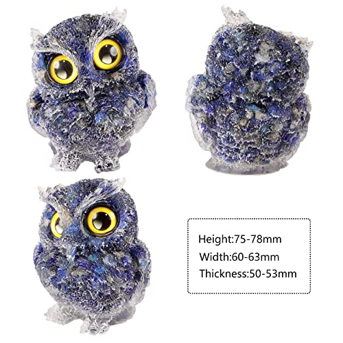 KYEYGWO Lapis Lazuli Cute Crystal Owl Figure Ornaments Decorative Resin Bird Statues for Home Office Table Mini Stone Animal Sculpture Talisman Micro Landscape - Image 2