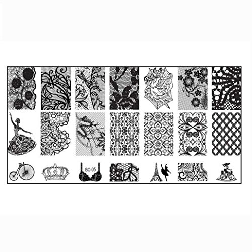 Binmer(TM)Nail Stamp Stamping Image Plate Print Nail Art Template DIY (E)