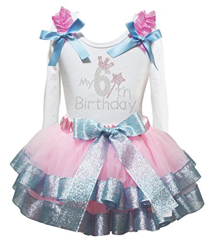 Conjunto de 6 cumpleaños con detalles de pétalos y cinta rosa