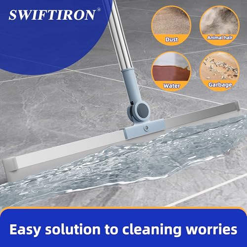 Image of Professional Floor Squeegee for Shower Bathroom Kitchen Home Adjustable 41.3 inch /52.3 inch Long Handle Floor Squeegee for Concrete Floor for Cleaning(50CM)