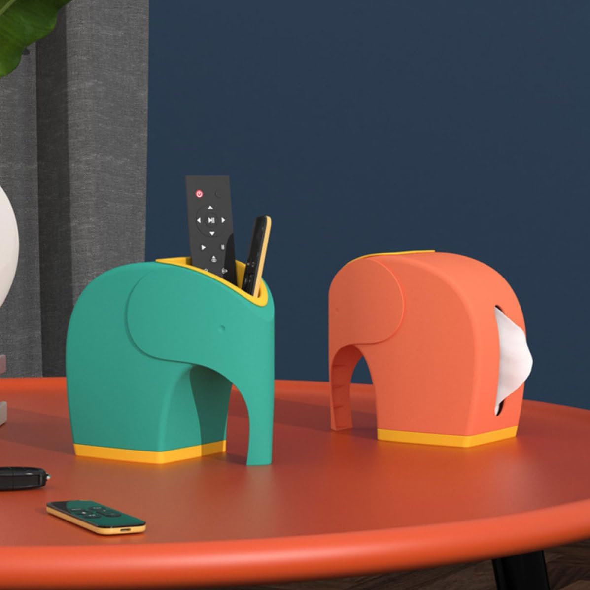 Multifunctional Elephant Plastic Tissue Box for Desktop Use, Exquisitely Made Orange Napkin Holder Creative Design, for Study Room and Tea Table Storage