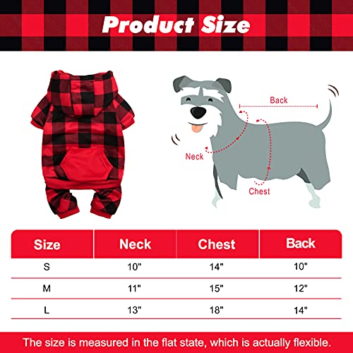 PUPTECK Plaid Dog Hoodie - Soft Warm Pet Sweaters Dog Fleece Lining Pajamas Vest Clothes Pjs with Hat for Small Medium… - Image 6