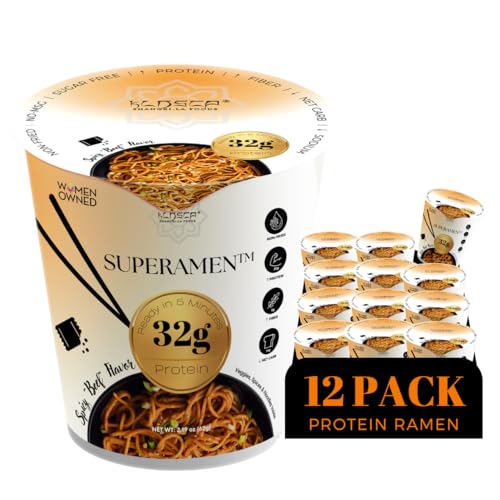 KLDSCP Protein Ramen Instant Noodles Soup “Spicy” Beef Flavor, 32g High Plant-Based Protein, 12 Packs, Non-Fried, Vegan, Low Fat, Non-GMO, Egg & Dairy Free, Healthy Asian Meal