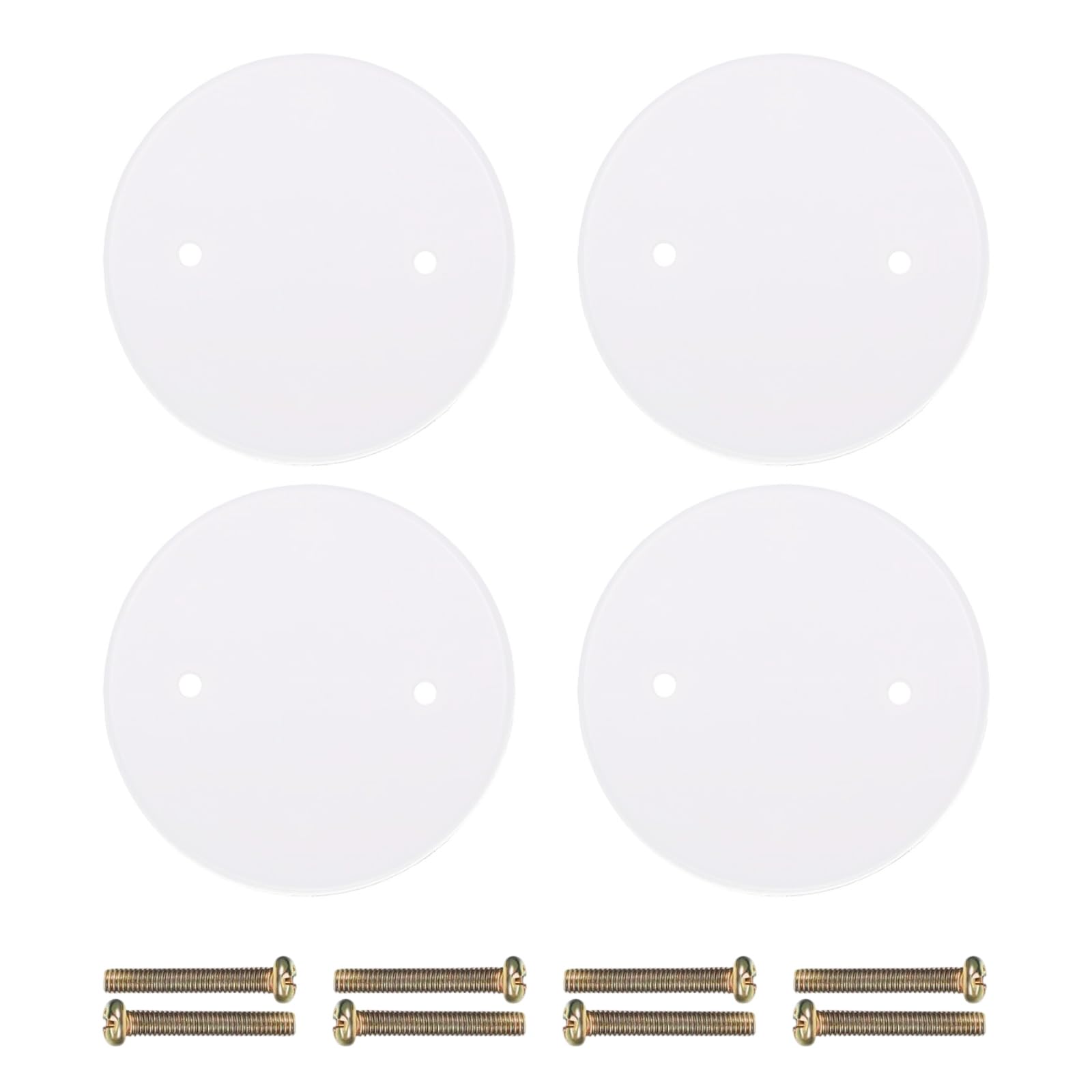 ChainYao 4-Pack White ABS Round Blanking Plate Covers with Screws, Universal Hole Caps for Ceiling Lights, Electrical Outlets, Switch Panels & Wall Openings
