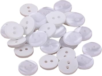 Blouse White Pearl Buttons 1/2 inch 12.7mm - Pack of 24 Small Shirt Buttons, 2 Sewing Holes Cute White Opal Classic Fasteners for Sewing Notions & Supplies