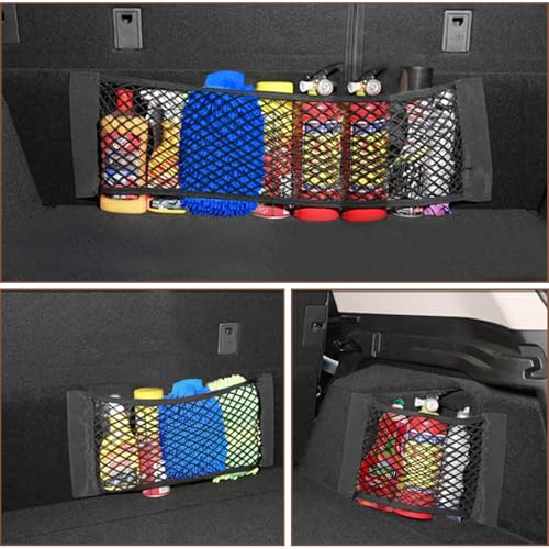 Mauepersu 4 Stück Starke Elastizität Netz Kofferraum Netztasche Auto, 40x25cm Gepäcknetz Erstreckt,Elastischer Rand hält Lasten Fester, Kfz Aufbewahrungsnetz Universal,für universal Auto/SUV aus Nylon