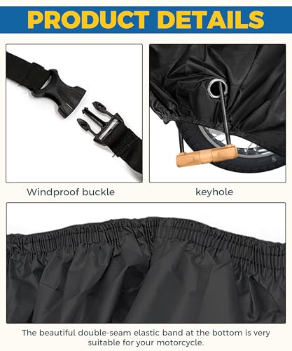 UBOG Motorcycle Cover,Scooter Cover,Bike Covers,Car Accessories Universal Motorbike Cover with Lock-Holes&Storage Bag,Motorcycle Cover Waterproof Outdoor All Season,Suitable for Various Motorcycles