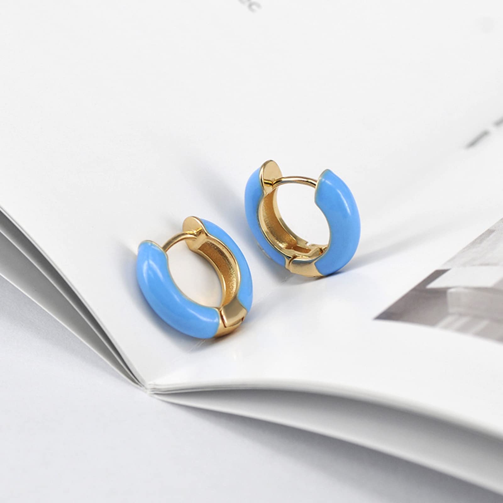 Orecchini a Cerchio Neri per Donna, Orecchini in Argento Sterling per Donna con Regali Smaltati Fidanzata Moglie Madre (Blu A)