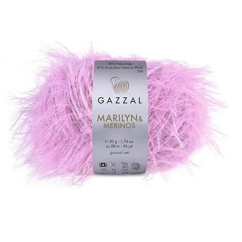 Gazzal Marilyn & Merinos - Lana pettinata leggera, 41% lana merino australiana, 59% poliammide, un gomitolo da 50 g/88 m, adatto per maglioni e scialli, 5 gomitoli, 8255