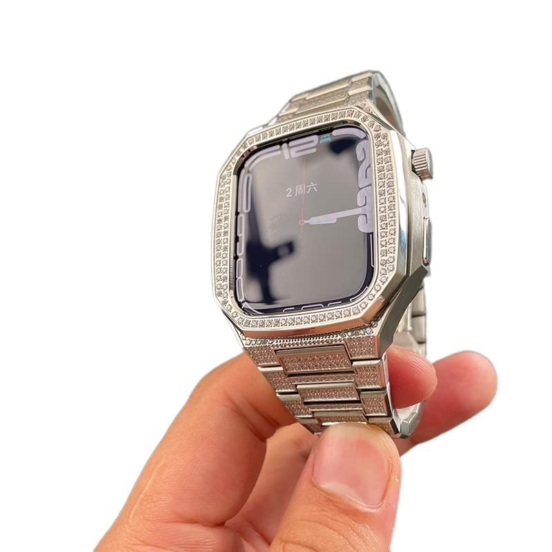 Kit modification diamant 45mm pour Apple Watch boîtier luxe acier