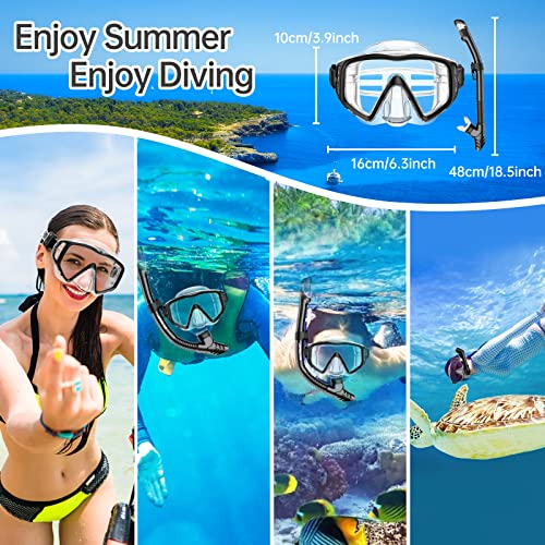 Foto von JEMULICE Schnorchelset Erwachsene, Schnorcheln Set mit Taucherbrille und Dry Schnorchel für Herren und Damen, Anti-Leck & Anti-Fog Tauchmaske aus Gehärtetem Glas für Tauchen, Schnorcheln und Schwimmen