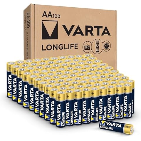 VARTA Longlife AA Batteries (100 Pack), Alkaline Triple A Battery Cover