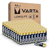 VARTA Longlife AA Batteries (100 Pack), Alkaline Triple A Battery