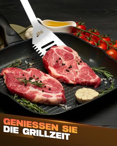 Grillbesteck Set, 3-teilig Edelstahl Grill Zubehör mit Tragetasche, Umfassendes Grillbesteck für das Grillen im Freien, Camping, Grillzubehör BBQ, Professionelle Grillzubehör für Männer Frauen