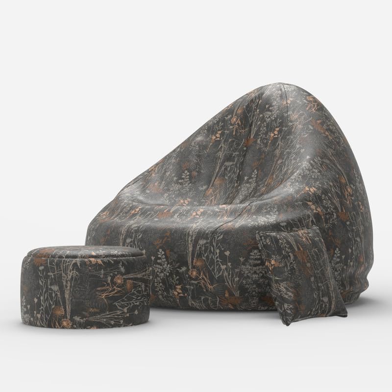 Image of BiggieBean Bag 6XL with Beans Filled - Full Printed Bean Bag Sofa with Cushion and Footrest - Official : Oreka Home Bean Bag - Comfort Level : Advanced - (Theme : Imaginary Journeys)