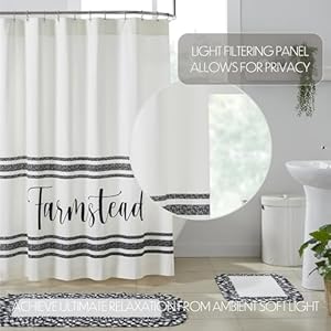 VHC Brands, Sawyer Mill 'Farmstead' Shower Curtain, Black, 72x72 VHC Brands Sawyer Mill Farmstead Shower Curtain Black 72×72