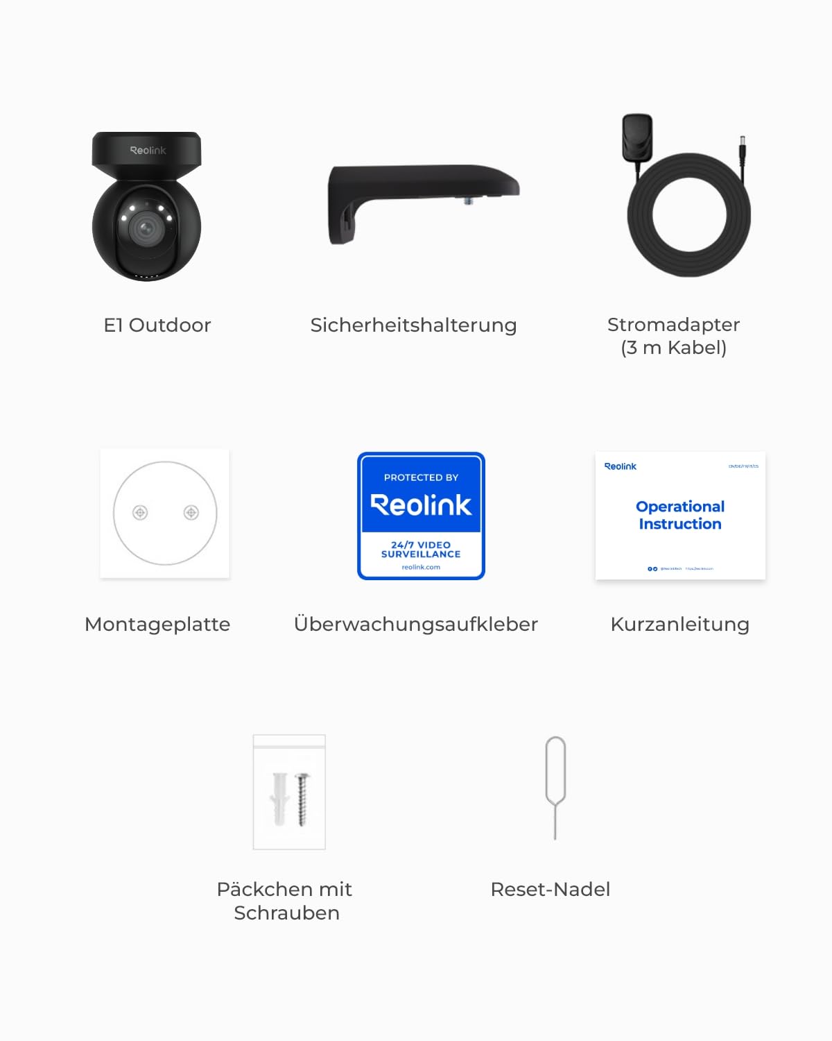 Reolink 5MP PTZ Überwachungskamera Aussen WLAN, 3X Optischer Zoom, 2,4/5GHz WLAN Kamera Outdoor mit Automatischer Verfolgung, Personen-/Fahrzeugerkennung, Vollfarb-Nachtsicht, E1 Outdoor Schwarz