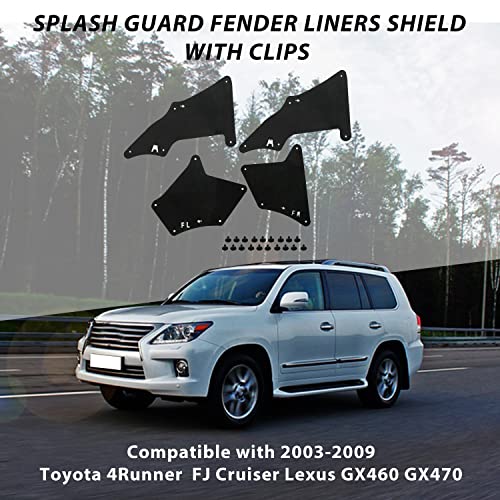 Ecotric Splash Shield Compatible With 2003-2009 Toyota 4Runner With Clips Fender Liner Guard Seals Splash Guard 4 Pcs #TOP1