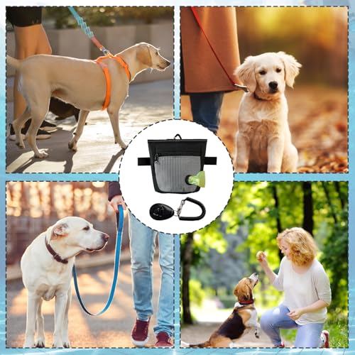 KRYMXAR Leckerlitasche für Hunde, 2-in-1 Hundetraining Set mit Futterbeutel und Clicker, Bauchtasche für Hundespaziergang, praktische Gassi Tasche mit Kotbeutelhalter