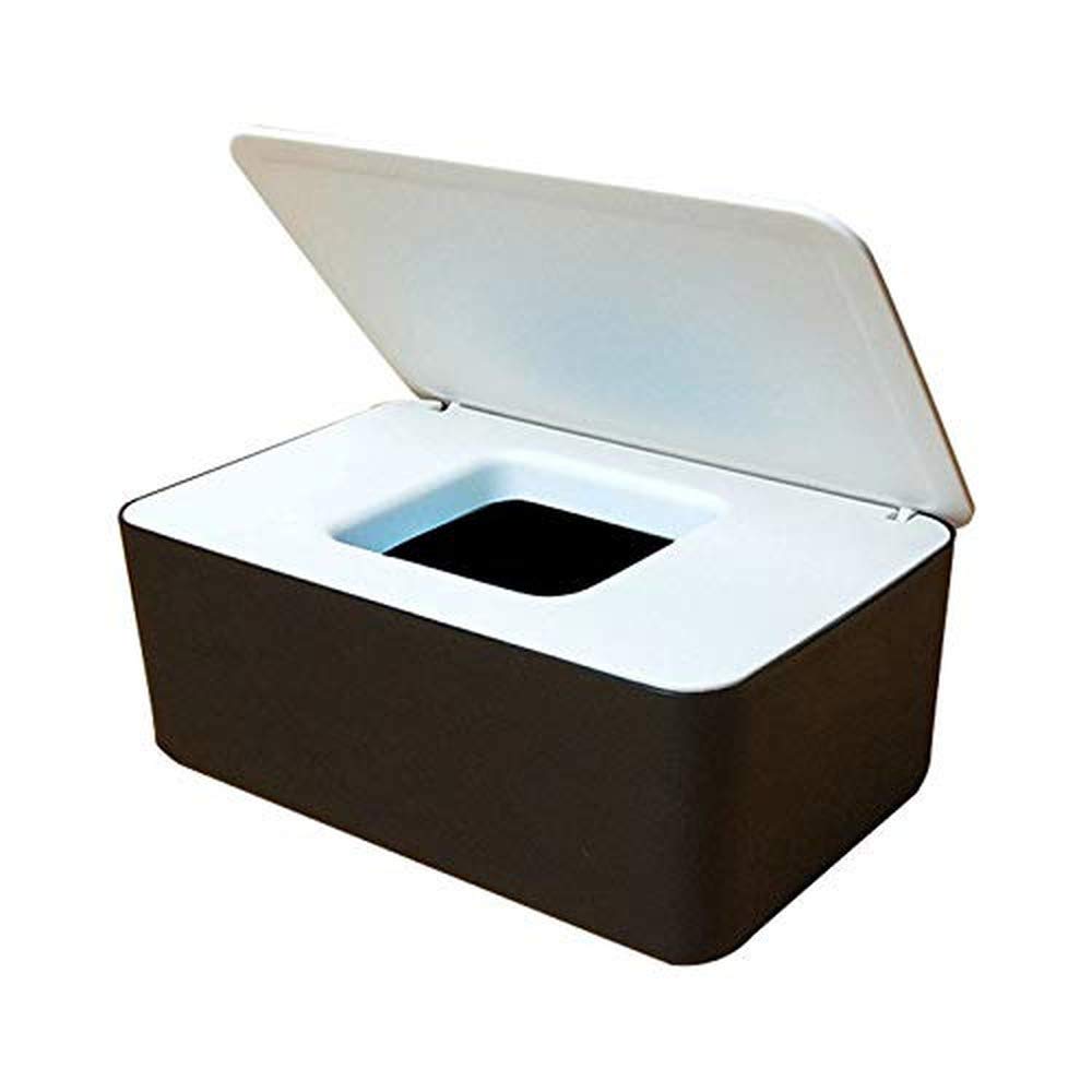 Ausuky White Black Wet Wipes Dispenser Holder Tissue Storage Box Case With Lid Household Supplies Stores (White Black)
