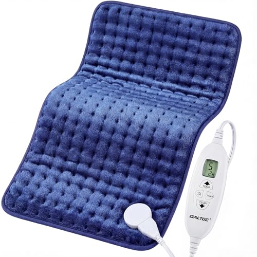 Image of Electric Heating Pad, 2025 Upgraded Dual Mode Controller (Manual and auto Off Mode),Multiple Safety protections, Comfortable Soft, Machine Washable(12"x 24" Dark Blue)