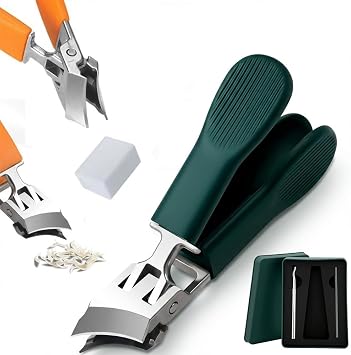 Wide Opening Anti Splash Slanted Nail Clipper, 2026 New Curved Toenail Clippers for Thick Nails, Upgrade Wide Clippers for Women Men Household Slanted Nail Clippers Green