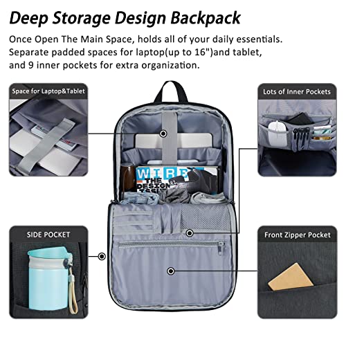 Image of Travel Laptop Backpack with USB Charging Port+Anti-Theft[Water Resistant] College School Bookbag Fits 16 Inch Laptop