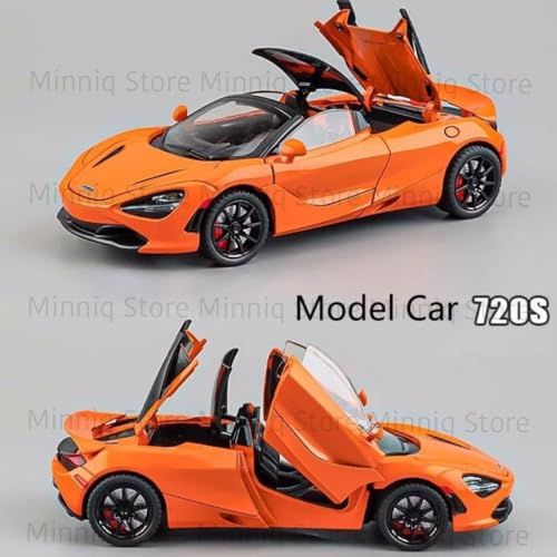 Image of 1:24 Maclaren 720s Sports Model Exclusive Alloy Diecast Pull Back Toy car with Openable Doors & Light Music Toys for Kids Boy Girl Gift (1:24 Maclaren 720s -Orange)