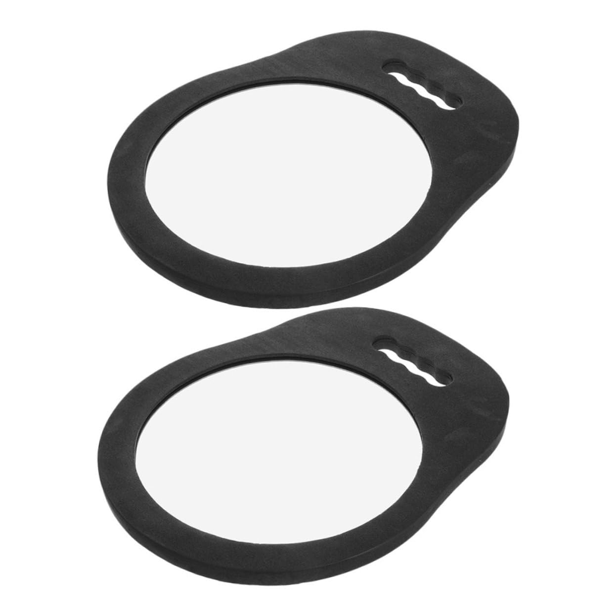 Miroir à main rond antichoc avec poignée en écume noire pour coiffeurs (2pcs)